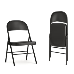 Flash Furniture HERCULES Series Double Braced Metal Folding Chair, Black