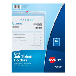 Avery® Vinyl Job Ticket Holder, 9" x 12", Pack Of 10