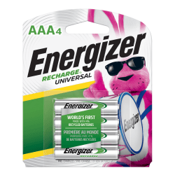 Energizer® Rechargeable NiMH AAA Batteries, Pack Of 4