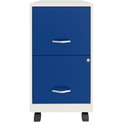 Realspace® SOHO Smart 18"D Vertical 2-Drawer Mobile File Cabinet, White/Blue