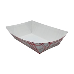 Empress Food Trays, 17-1/2"H x 11-3/16"W x 11/16"D, Red Plaid, 250 Trays Per Pack, Case Of 2 Packs