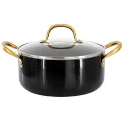 Gibson Home Ellsworth Nonstick Dutch Oven With Lid, 5 Qt, Black/Gold