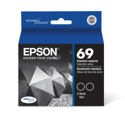 Epson® 69 DuraBrite® Black Ink Cartridges, Pack Of 2, T069120-D2