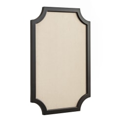 Kate and Laurel Hogan Non-Magnetic Framed Fabric Pinboard, 24" x 36", Beige, Black Wood Frame