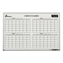 SKILCRAFT® Dry-Erase 4 Month Planner Whiteboard, 24" x 36", Aluminum Frame With Silver Finish (AbilityOne 7110 01 555 0295)