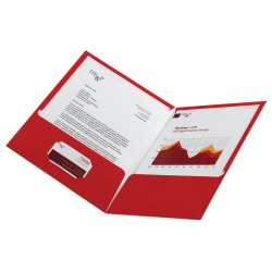 Office Depot® Brand Laminated Paper 2-Pocket Folders, Red, Pack Of 10