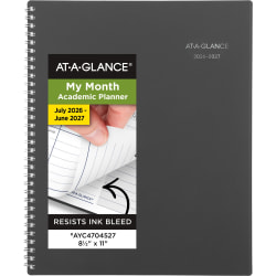 AT-A-GLANCE® DayMinder® Academic 2026-2027 Monthly Planner, Charcoal, Large, 8 1/2" x 11"