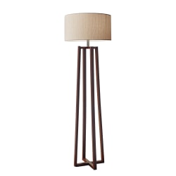 Adesso® Quinn Floor Lamp, 60"H, Light Brown Shade/Walnut Base