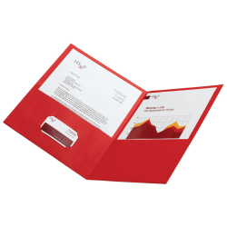 Office Depot® Brand 2-Pocket Textured Paper Folders, Red, Pack Of 10