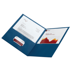 Office Depot® Brand 2-Pocket Textured Paper Folders, Dark Blue, Pack Of 10
