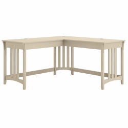 Bush® Furniture Salinas 60"W L-Shaped Writing Desk, Antique White, Standard Delivery