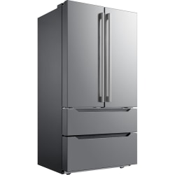 Midea 22.5 Cu. Ft. Counter-Depth 4-Door French Door Refrigerator - 22.50 ft³ - 2x Freezer Drawer(s) - 15.90 ft³ Net Refrigerator Capacity - 6.60 ft³ Net Freezer Capacity - 120 V AC - Stainless Steel - Smooth - Freestanding - LED Light
