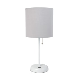 LimeLights Stick Lamp with USB port, 19-1/2"H, Gray Shade/White Base