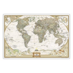 National Geographic World Executive Map, Poster Size and Laminated, 36" x 24"