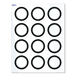 Avery® Print-To-The-Edge Labels With Sure Feed® Technology, S00-D2B-PRWGP10, Round, 2", Glossy White, Preprinted Double Black Border Design, Pack Of 120