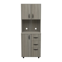 Inval Storage Cabinet With Microwave Stand, 66-1/8"H x 24"W x 15-7/16"D, Smoke Oak