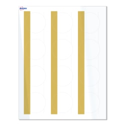 Avery® Print-To-The-Edge Labels With Sure Feed® Technology, S00-D1Q-PRWGP10, Round, 2", Glossy White, Preprinted Dipped Gold Edge Design, Pack Of 120