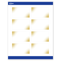 Avery® Printable Cards With Sure Feed® Technology, 2" x 3-1/2", Matte White With Preprinted Gold-Blush Pattern, Pack Of 80