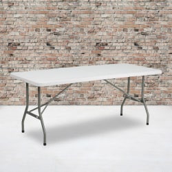 Flash Furniture Bi-Fold Plastic Folding Table, 29"H x 30"W x 72"D, Granite White