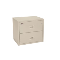 FireKing® Turtle 31-1/8"W Lateral 2-Drawer Insulated Fireproof File Cabinet, Metal, Parchment, White Glove Delivery