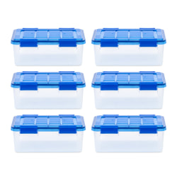 Iris Ultimate Weathertight Storage Boxes, 17-7/16"L x 16-3/16"W x 10-1/4"H, 16 Qt, Clear, Set Of 6 Boxes