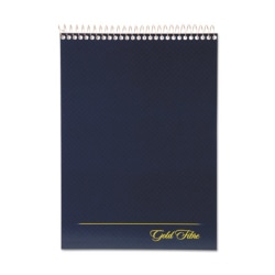 Ampad Gold Fibre Wirebound Legal Pad - 70 Sheets - Wire Bound - 20 lb Basis Weight - 8 1/2" x 11 3/4" - 8.50" x 0.4" x 12.3" - White Paper - Navy Cover - Micro Perforated, Easy Tear, Rigid, Chipboard Backing, Numbered - 1 Each