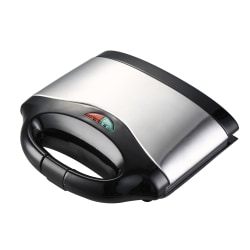 MegaChef Electric Nonstick Panini Press Grill And Sandwich Maker, 3-1/2"H x 9-3/16"W x 8-1/2"D, Silver/Black