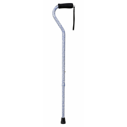 DMI® Designer Adjustable Offset-Handle Aluminum Cane, 39", Tiny Flowers