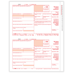 ComplyRight® 1098 Tax Forms, 2-Up, Federal Copy A, Laser, 8-1/2" x 11", White, Pack Of 100 Forms