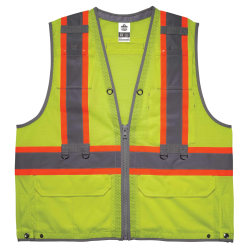 Ergodyne GloWear 8231TV Hi-Vis Tool Tethering Safety Vest, Type R, Class 2, Small/Medium, Lime