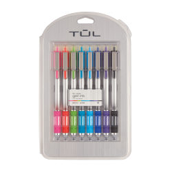 TUL® GL Series Retractable Gel Pens, Fine Point, 0.5 mm, Silver Barrel, Assorted Bright Inks, Pack Of 8 Pens
