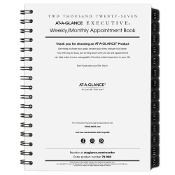 AT-A-GLANCE® Executive 2027 Weekly Monthly Appointment Book Refill, Medium, 6 1/2" x 8 3/4"