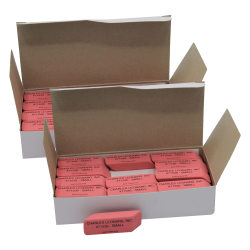 Charles Leonard Natural Rubber Wedge Erasers, Small, Pink, 24 Erasers Per Box, Pack Of 2 Boxes