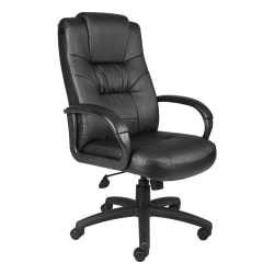 Boss Office Products Silhouette Ergonomic Bonded Leather High-Back Chair, Black