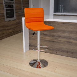 Flash Furniture Contemporary Adjustable Bar Stools, Orange Vinyl/Chrome Frame