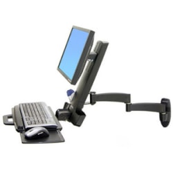 Ergotron 200 Series - Mounting kit (articulating arm, barcode scanner holder, keyboard tray with left/right mouse tray) - for LCD display / PC equipment - steel - black - screen size: up to 24" - wall-mountable