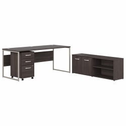 Bush® Business Furniture Hybrid 72"W x 30"D Computer Table Desk With Storage And Mobile File Cabinet, Storm Gray, Standard Delivery