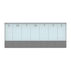 U Brands Glass Dry-Erase Weekly Calendar, 14 1/4" x 35", White Board, White Aluminum Frame