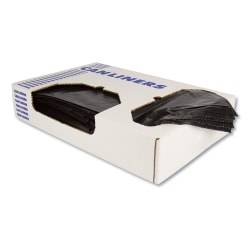 Heritage Linear Low-Density Can Liners, 10 gal, 0.55 mil, 24" x 23", Black, Flat Pack, 500/Carton