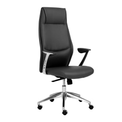 Eurostyle Crosby Faux Leather High-Back Home Office Chair, Black/Silver