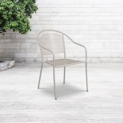 Flash Furniture Oia Indoor/Outdoor Steel Patio Armchair with Round Back, Light Gray