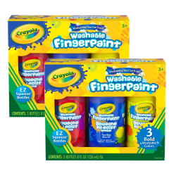 Crayola® Washable Fingerpaint, Bold Colors, 8 Oz, 3 Bottles Per Pack, Set Of 2 Packs