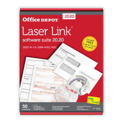 Office Depot® Brand 6-Part W-2/4-Part 1099 Laser Form Sets And Envelopes With LaserLink Software, 8-1/2" x 11", Pack Of 50 Forms