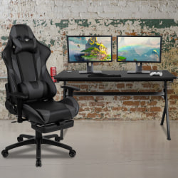 Flash Furniture Gaming Desk And Reclining Chair Set, Gray