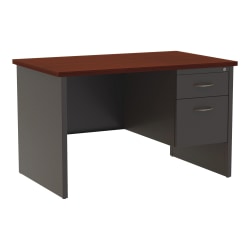 WorkPro® 48"W Modular Right Pedestal Desk, Charcoal/Mahogany