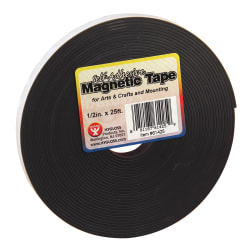 Hygloss Magnetic Tape Strips, 0.5" x 8.33 Yd., Black, Pack Of 3