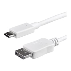 StarTech.com 3.3 ft / 1 m USB C to DisplayPort Cable - USB Type C to DP Video Adapter Cable - 4K 60Hz - White - 3.3 ft. USB C to DisplayPort cable and adapter in-one- 4K DisplayPort cable - White USB C to DisplayPort adapter cable