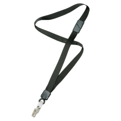 SKILCRAFT® Deluxe Lanyard With Bulldog Clip, 36", Black, Pack Of 12 (AbilityOne 8455-01-613-0200)