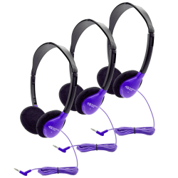 HamiltonBuhl Personal On-Ear Stereo Headphones, Purple, Pack Of 3 Headphones
