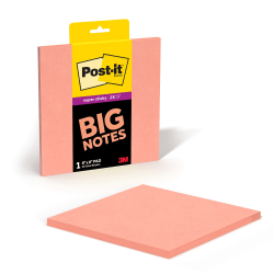 Post-it® Super Sticky Big Notes, 8 x 8 in, 1 Sticky Note Pad, 30 Sheets/Pad, Great for Vision Boards, Creative Projects, and Study Spaces, Papaya Fizz